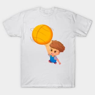 Basketball boy making a basket T-Shirt